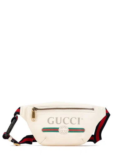 Pre-owned Gucci 2000-2015 Logo Leather Belt Bag In White