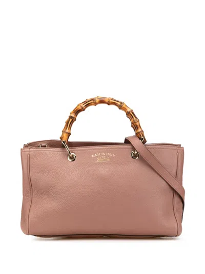 Pre-owned Gucci 2000-2015 Medium Calfskin Bamboo Shopper Satchel