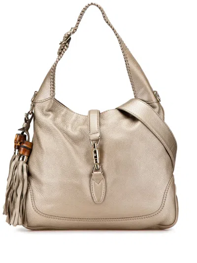 Pre-owned Gucci 2000-2015 Medium Calfskin New Jackie Satchel In Gold