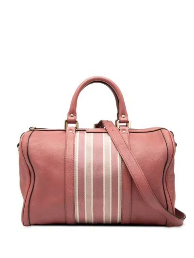 Pre-owned Gucci 2000-2015 Medium Calfskin Web Joy Boston Bag Satchel In Pink