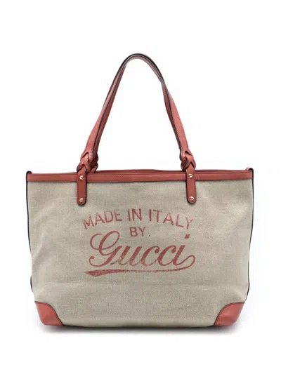 Pre-owned Gucci 2000-2015 Medium Canvas Craft Tote Bag In Brown