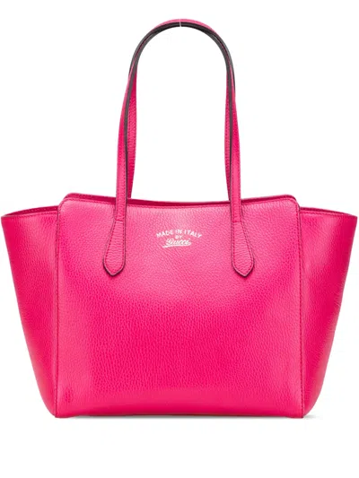 Pre-owned Gucci 2000-2015 Medium Dollar Calfskin Swing Tote Bag In Pink