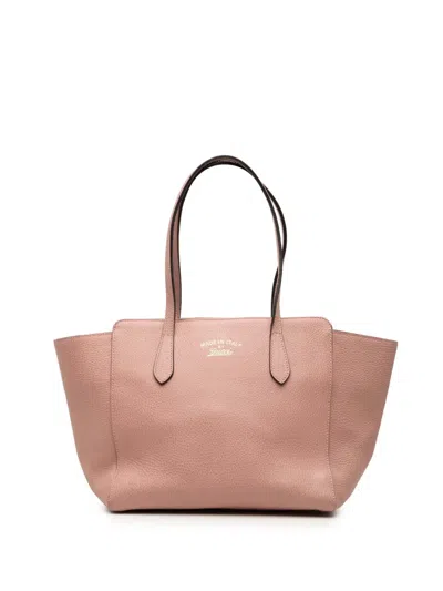 Pre-owned Gucci 2000-2015 Medium Dollar Calfskin Swing Tote Bag In Pink