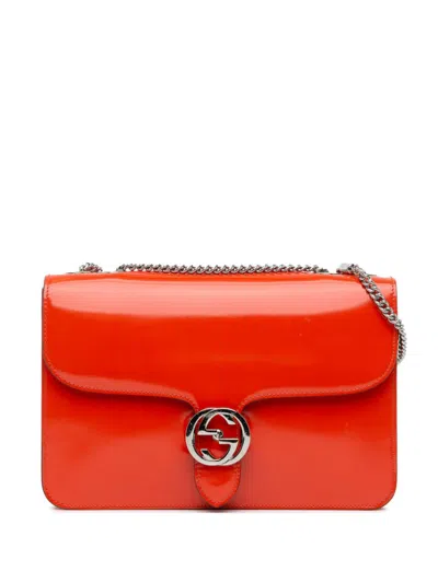 Pre-owned Gucci 2000-2015 Medium Dollar Interlocking G Crossbody Bag In Orange