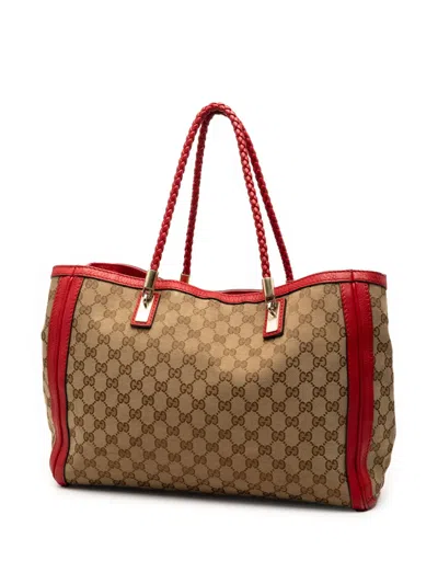 Pre-owned Gucci 2000-2015 Medium Gg Canvas Bella Tote Bag In Brown