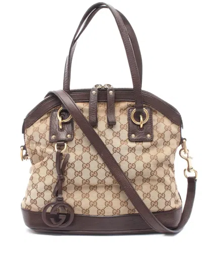 Pre-owned Gucci 2000-2015 Medium Gg Canvas Charm Dome Satchel In Brown