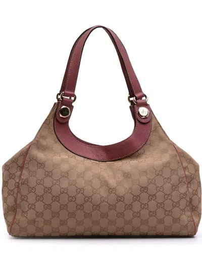 Pre-owned Gucci 2000-2015 Medium Gg Canvas Charmy Shoulder Bag In Brown