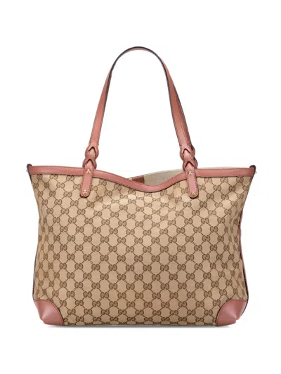 Pre-owned Gucci 2000-2015 Medium Gg Canvas Craft Tote Bag In Brown