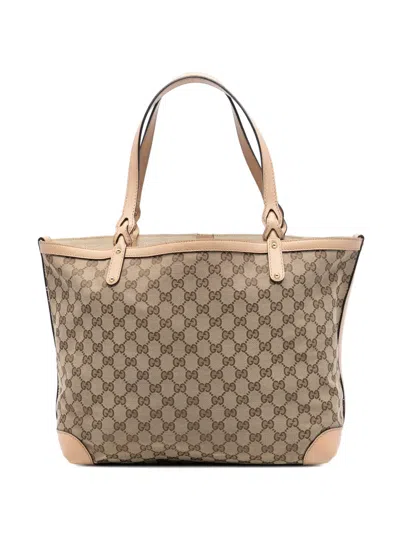 Pre-owned Gucci 2000-2015 Medium Gg Canvas Craft Tote Bag In Brown