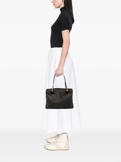 Pre-owned Gucci 2000-2015 Medium Gg Canvas Eclipse Tote Bag In Black