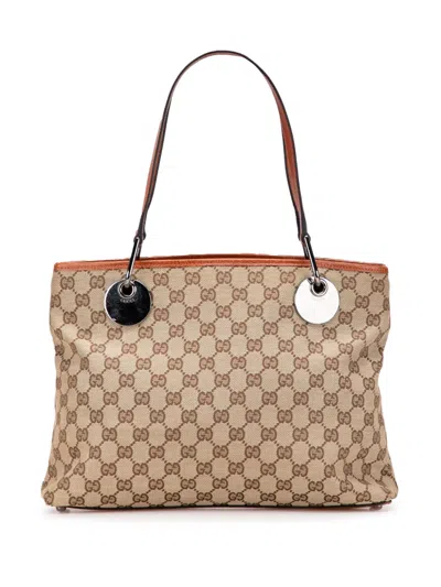 Pre-owned Gucci 2000-2015 Medium Gg Canvas Eclipse Tote Bag In Brown