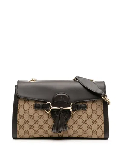 Pre-owned Gucci 2000-2015 Medium Gg Canvas Emily Shoulder Bag In Brown