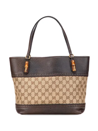 Pre-owned Gucci 2000-2015 Medium Gg Canvas Laidback Crafty Tote Bag In Brown
