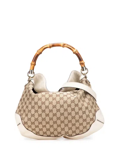 Pre-owned Gucci 2000-2015 Medium Gg Canvas Peggy Satchel In Brown