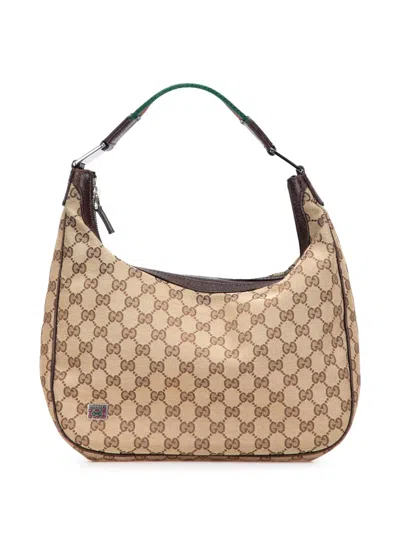 Pre-owned Gucci 2000-2015 Medium Gg Canvas Pop Shoulder Bag In Brown