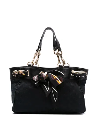 Pre-owned Gucci 2000-2015 Medium Gg Canvas Positano Tote Bag In Black