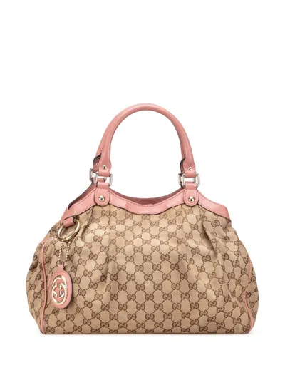 Pre-owned Gucci 2000-2015 Medium Gg Canvas Sukey Tote Bag In Pink