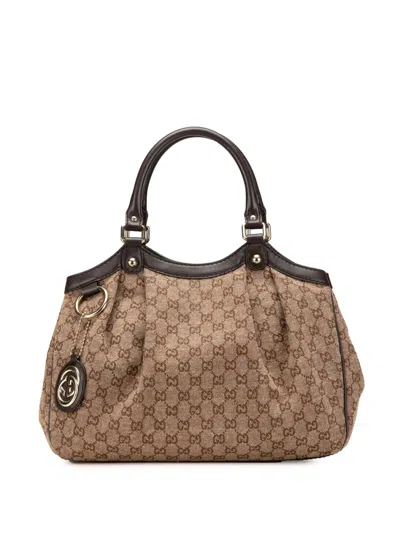 Pre-owned Gucci 2000-2015 Medium Gg Canvas Sukey Tote Bag In Brown
