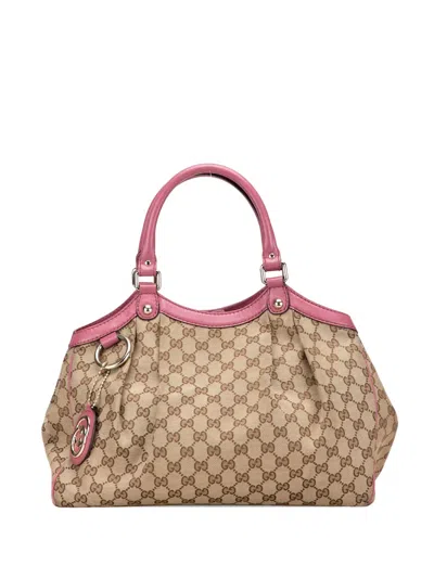 Pre-owned Gucci 2000-2015 Medium Gg Canvas Sukey Tote Bag In Brown