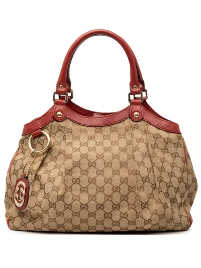 Pre-owned Gucci 2000-2015 Medium Gg Canvas Sukey Tote Bag In Brown
