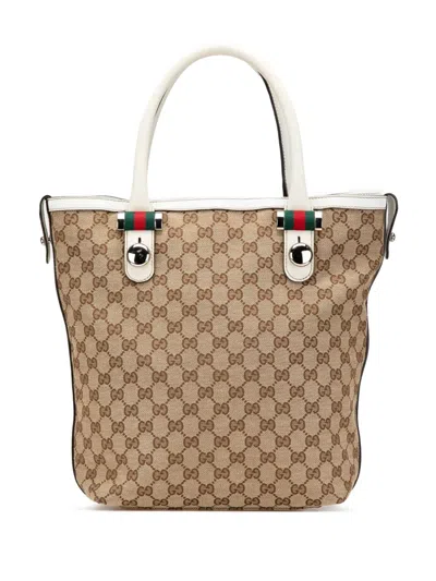 Pre-owned Gucci 2000-2015 Medium Gg Canvas Web Match Ball Tote Bag