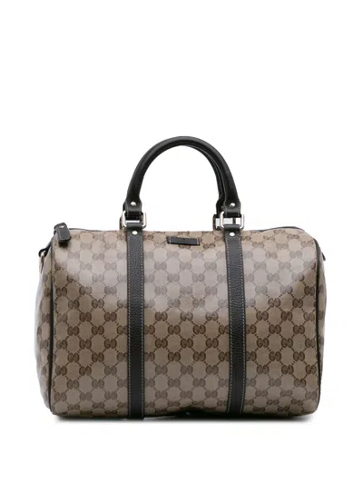 Pre-owned Gucci 2000-2015 Medium Gg Crystal Joy Boston Bag In Brown