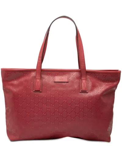 Pre-owned Gucci 2000-2015 Medium Gg Imprime Tote Bag In Red