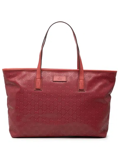 Pre-owned Gucci 2000-2015 Medium Gg Imprime Tote Bag In Red