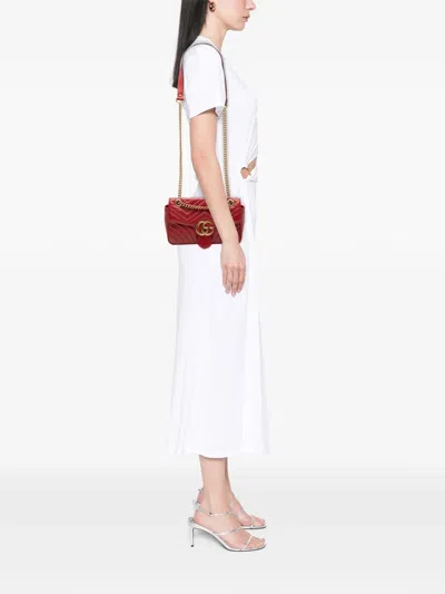 Pre-owned Gucci 2000-2015 Medium Gg Marmont Matelasse Leather Shoulder Bag In Red