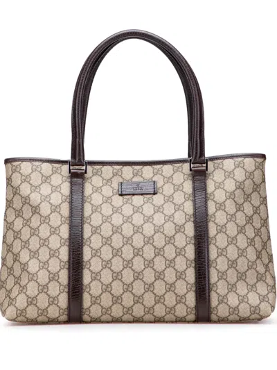 Pre-owned Gucci 2000-2015 Medium Gg Supreme Joy Tote Bag In Brown
