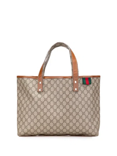 Pre-owned Gucci 2000-2015 Medium Gg Supreme Web Loop Tote Bag In Brown