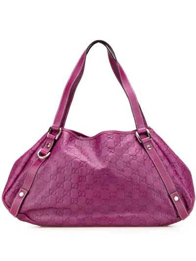 Pre-owned Gucci 2000-2015 Medium Ssima Abbey D Ring Tote Bag In Purple