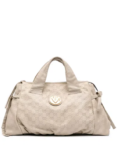 Pre-owned Gucci 2000-2015 Medium Ssima Hysteria Tote Bag In Brown