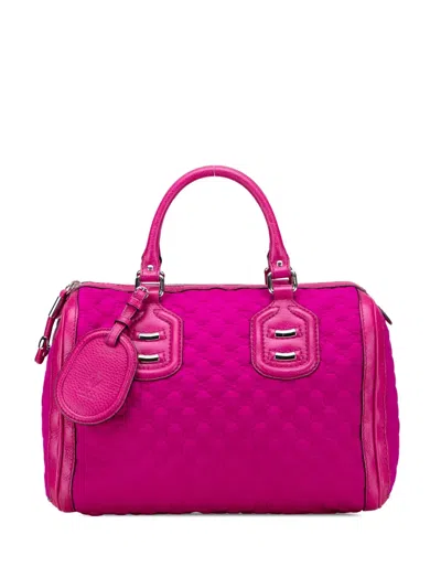 Pre-owned Gucci 2000-2015 Medium Ssima Neoprene Techno Tag Boston Bag In Pink