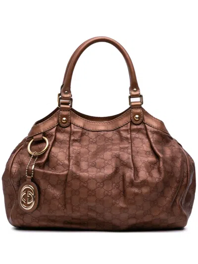 Pre-owned Gucci 2000-2015 Medium Ssima Sukey Tote Bag In Brown