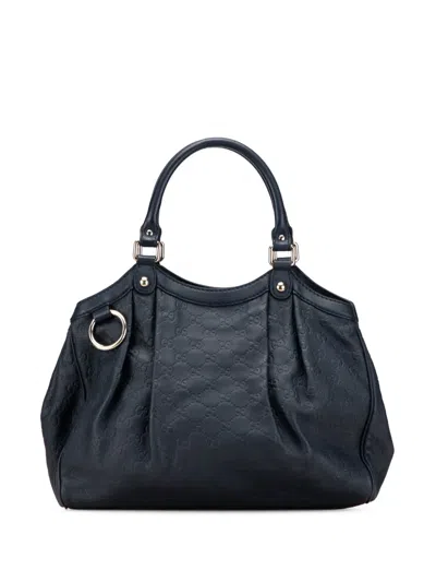 Pre-owned Gucci 2000-2015 Medium Ssima Sukey Tote Bag In Blue