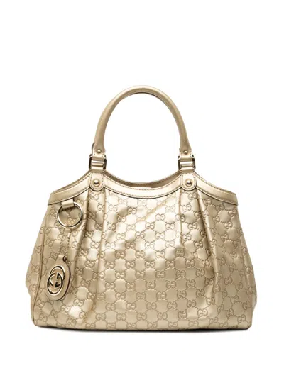 Pre-owned Gucci 2000-2015 Medium Ssima Sukey Tote Bag In Gold