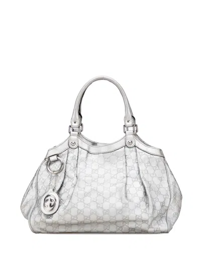 Pre-owned Gucci 2000-2015 Medium Ssima Sukey Tote Bag In Silver