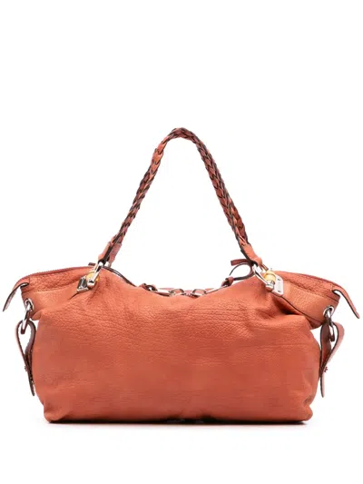 Pre-owned Gucci 2000-2015 Medium Leather Bamboo Bar Tote Bag In Orange