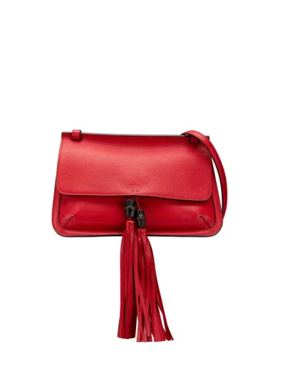 Pre-owned Gucci 2000-2015 Medium Leather Bamboo Daily Crossbody Bag