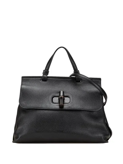 Pre-owned Gucci 2000-2015 Medium Leather Bamboo Daily Satchel