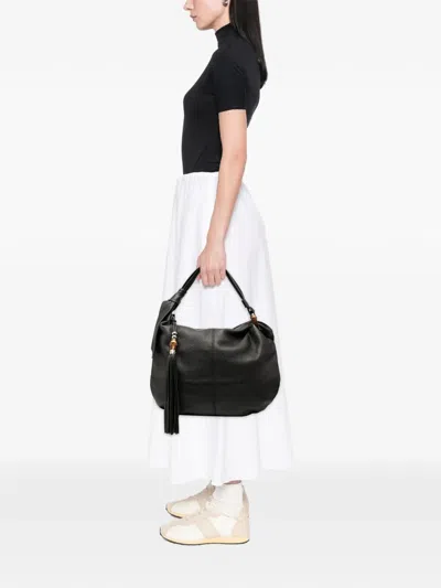 Pre-owned Gucci 2000-2015 Medium Leather Bamboo Jungle Hobo Bag In Black