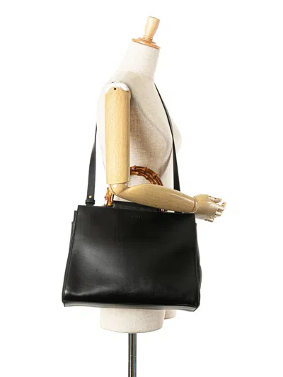 Pre-owned Gucci 2000-2015 Medium Leather Bamboo Nymphaea Satchel