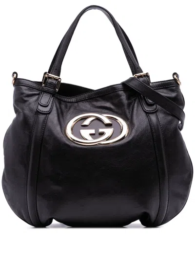 Pre-owned Gucci 2000-2015 Medium Leather Britt Satchel In Black