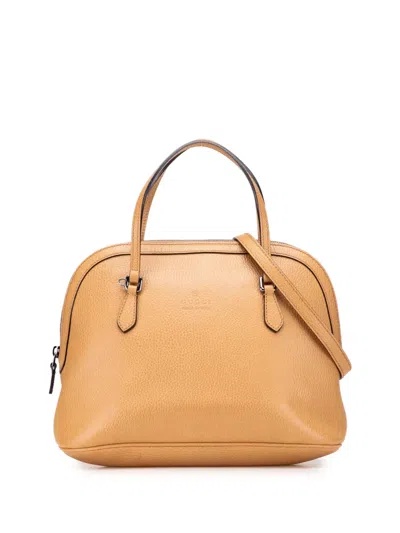 Pre-owned Gucci 2000-2015 Medium Leather Dome Satchel In Brown