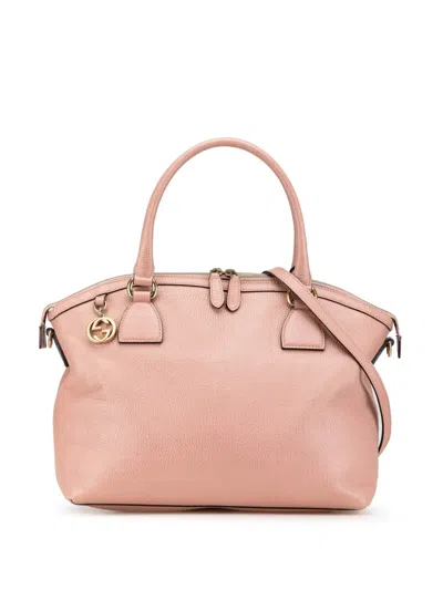 Pre-owned Gucci 2000-2015 Medium Leather Gg Charm Dome Satchel In Pink