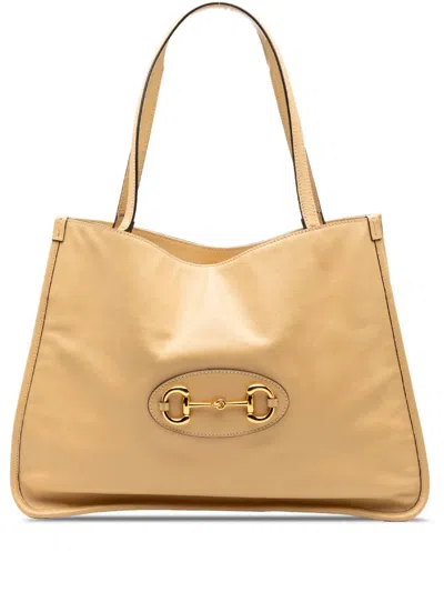 Pre-owned Gucci 2000-2015 Medium Leather Horsebit 1955 Tote Bag In Brown