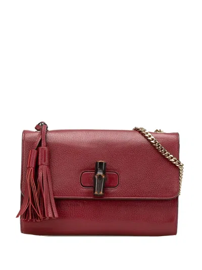 Pre-owned Gucci 2000-2015 Medium Leather Miss Bamboo Crossbody Bag In Red
