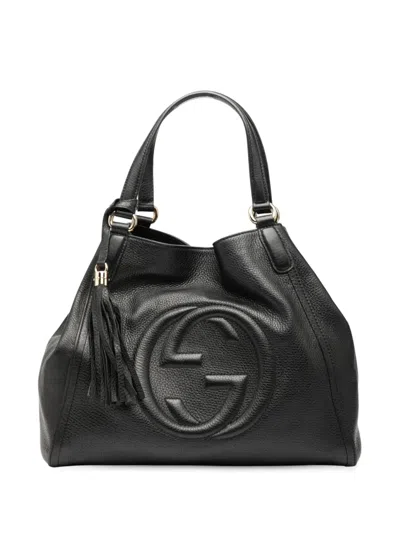 Pre-owned Gucci 2000-2015 Medium Leather Soho Cellarius Tote Bag In Black