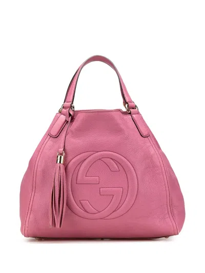 Pre-owned Gucci 2000-2015 Medium Leather Soho Cellarius Tote Bag In Pink